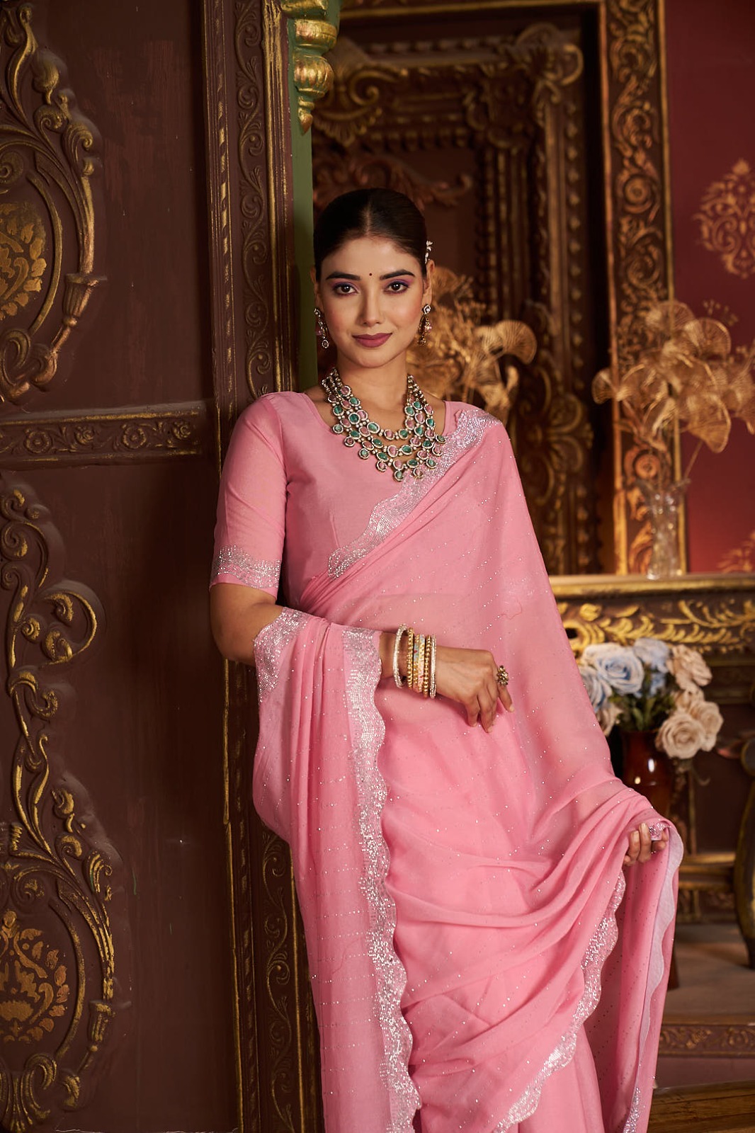 Printed saree — styled look