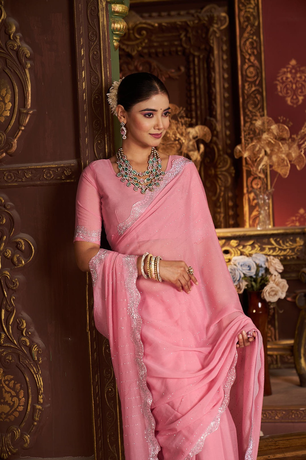 Pink saree — editorial