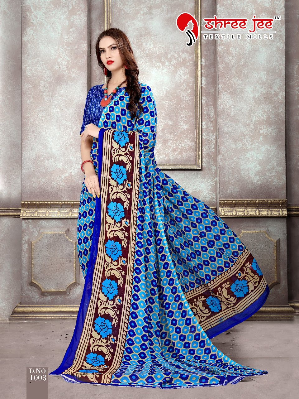 Blue printed saree
