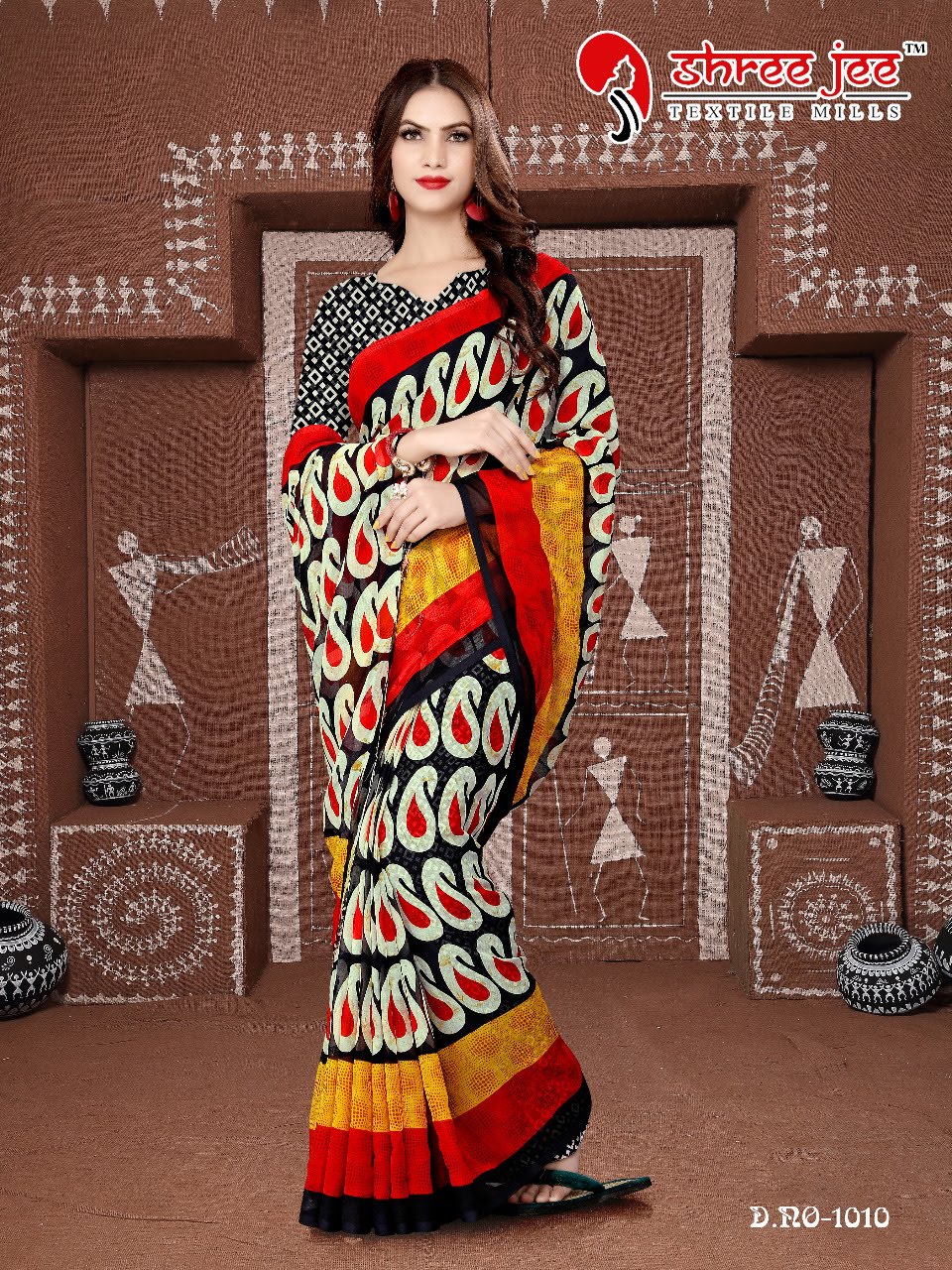 Black printed saree